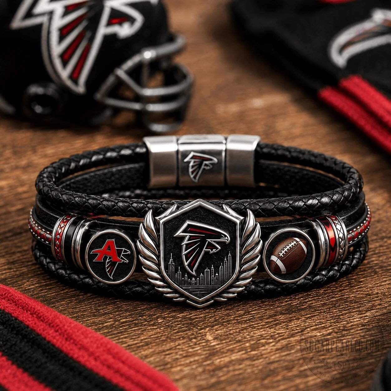 Atlanta Falcons NFL Football Team Braided Leather Bracelet To My Son Gift Box 6 Atlanta Falcons NFL Football Team Braided Leather Bracelet To My Son Gift Box