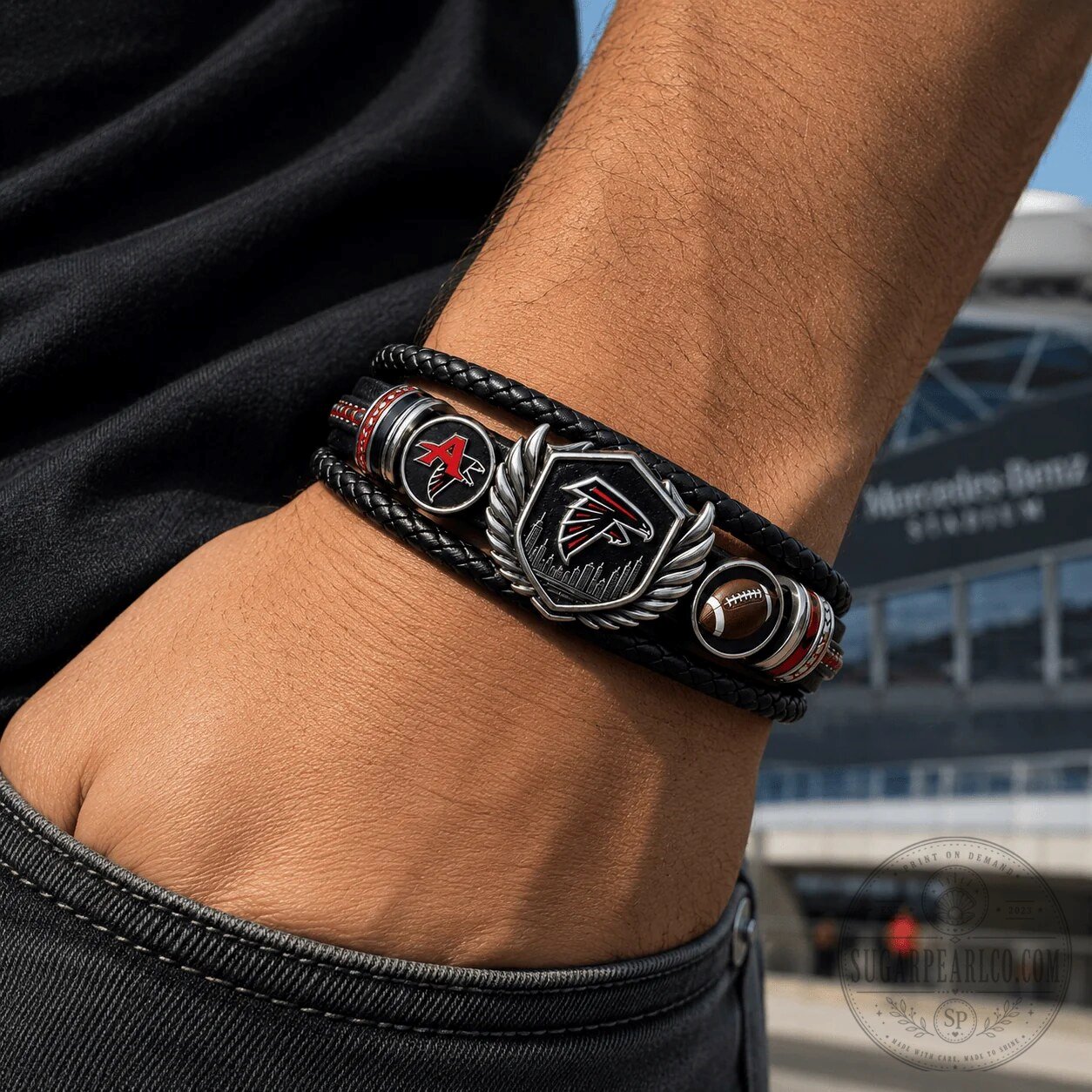 Atlanta Falcons NFL Football Team Braided Leather Bracelet To My Son Gift Box 7 Atlanta Falcons NFL Football Team Braided Leather Bracelet To My Son Gift Box