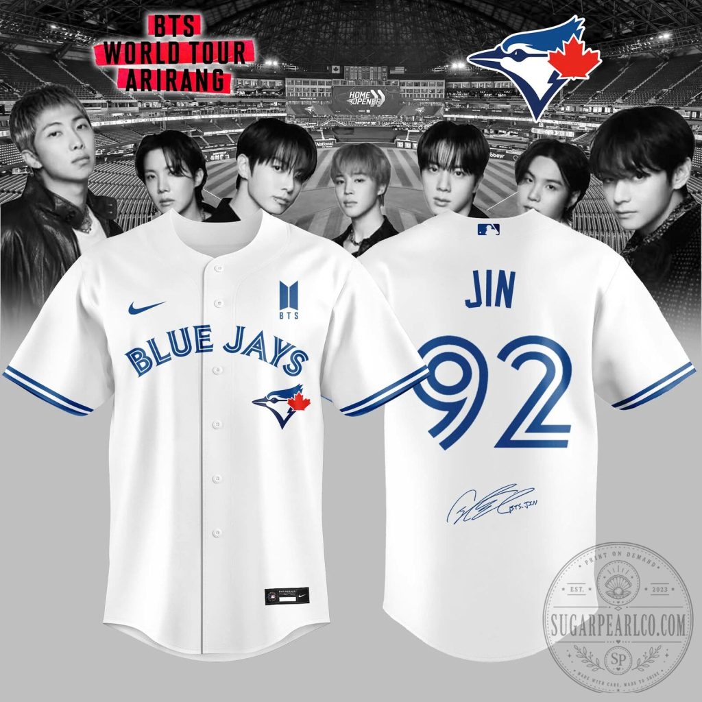 toronto-blue-jays-baseball-jin-92-bts-world-tour-arirang-limited-edition-baseball-jersey-featured Toronto Blue Jays Baseball Jin 92 BTS World Tour Arirang Limited Edition Baseball Jersey