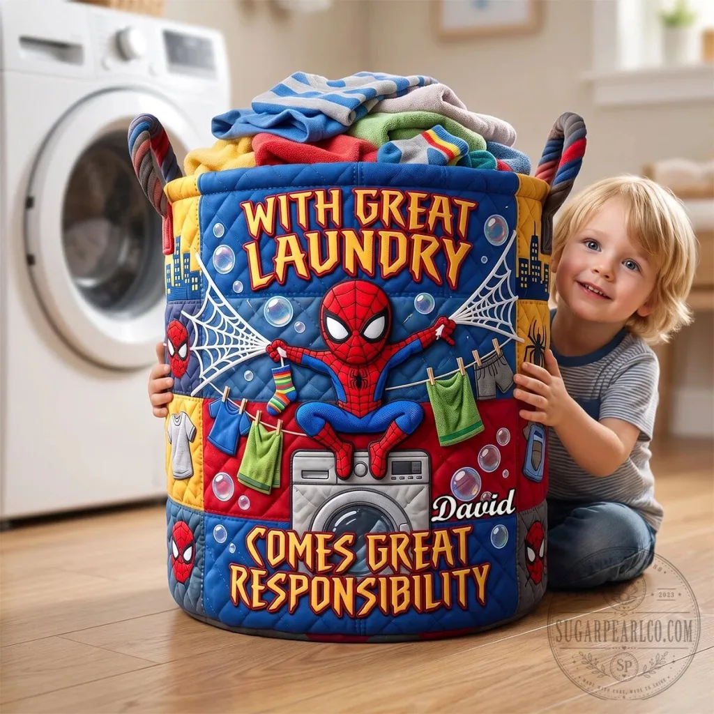 personalized-spider-man-with-great-laundry-comes-great-responsibility-laundry-basket-featured Personalized Spider-Man With Great Laundry Comes Great Responsibility Laundry Basket