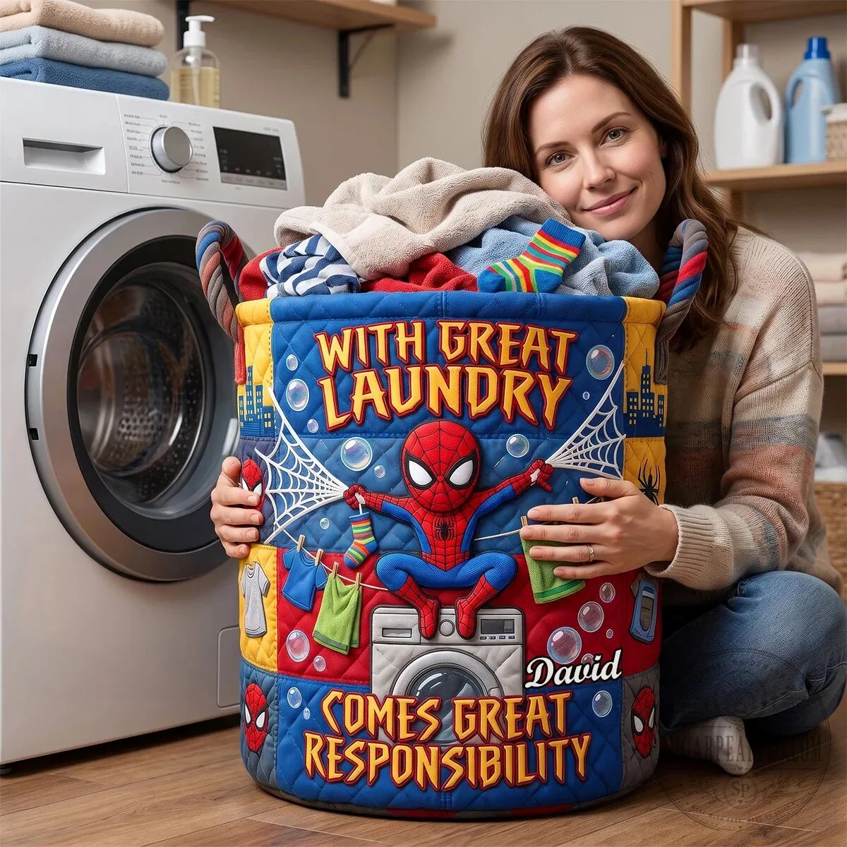 Personalized Spider-Man With Great Laundry Comes Great Responsibility Laundry Basket 10 Personalized Spider-Man With Great Laundry Comes Great Responsibility Laundry Basket