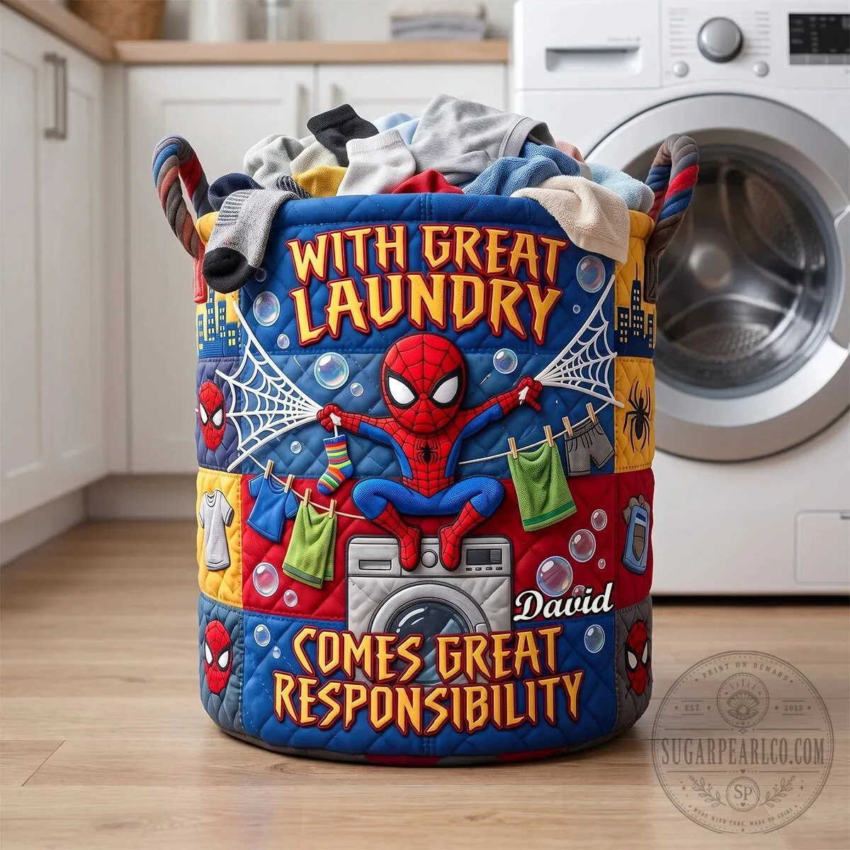 Personalized Spider-Man With Great Laundry Comes Great Responsibility Laundry Basket 11 Personalized Spider-Man With Great Laundry Comes Great Responsibility Laundry Basket