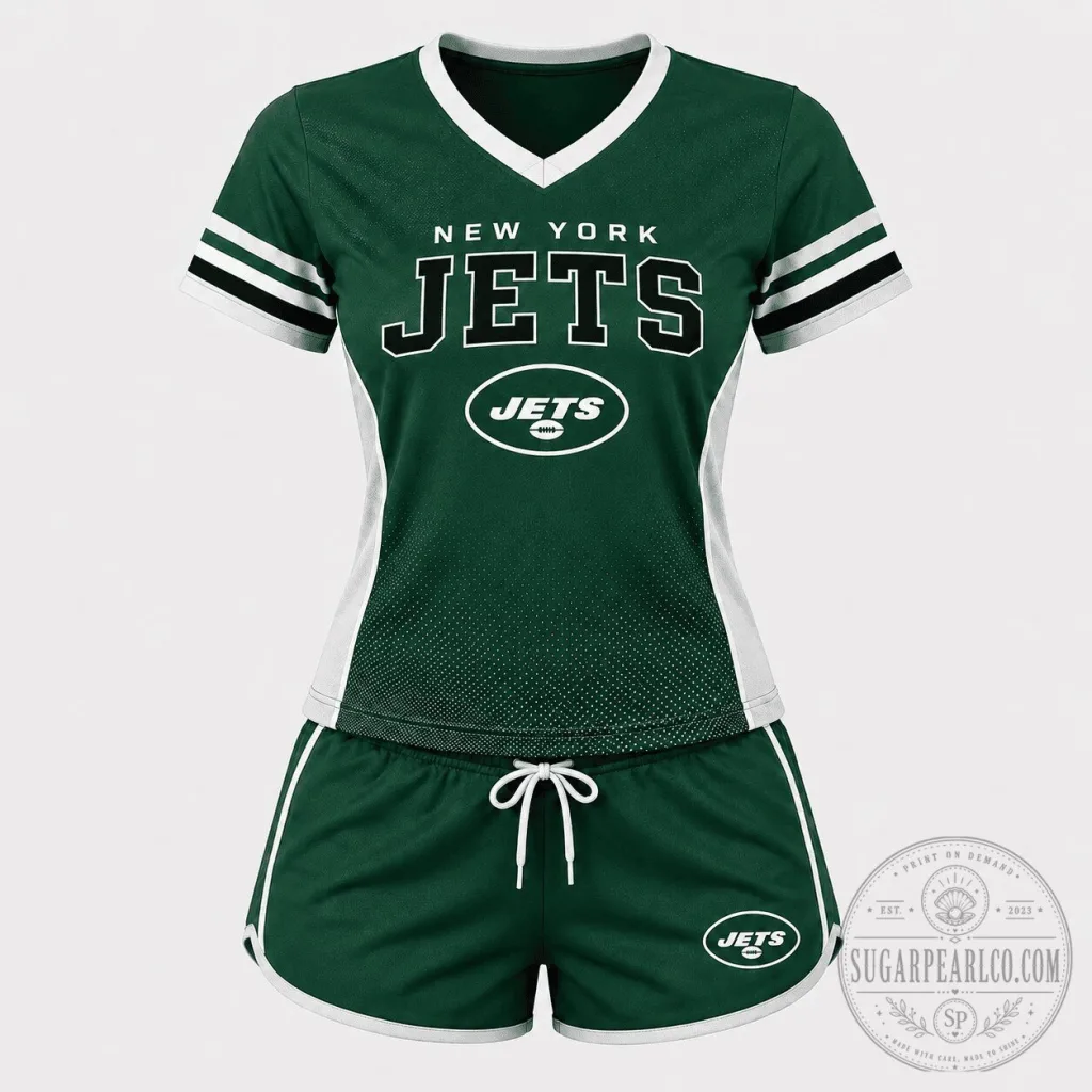 New York Jets Women's Green and White Football Team Pajama Set New York Jets Women's Green and White Football Team Pajama Set