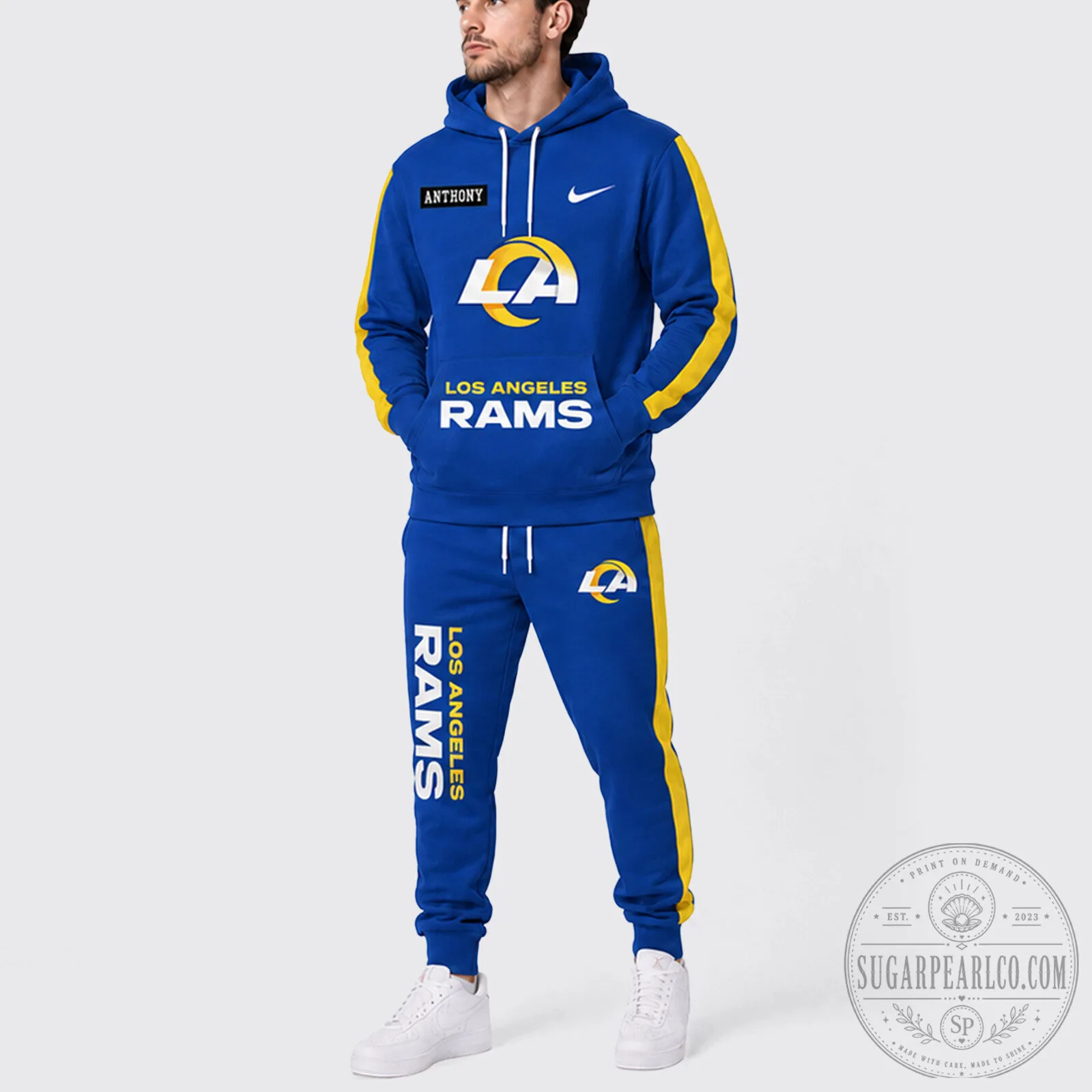 Los Angeles Rams Football Team Royal Blue and Yellow Performance Tracksuit Set