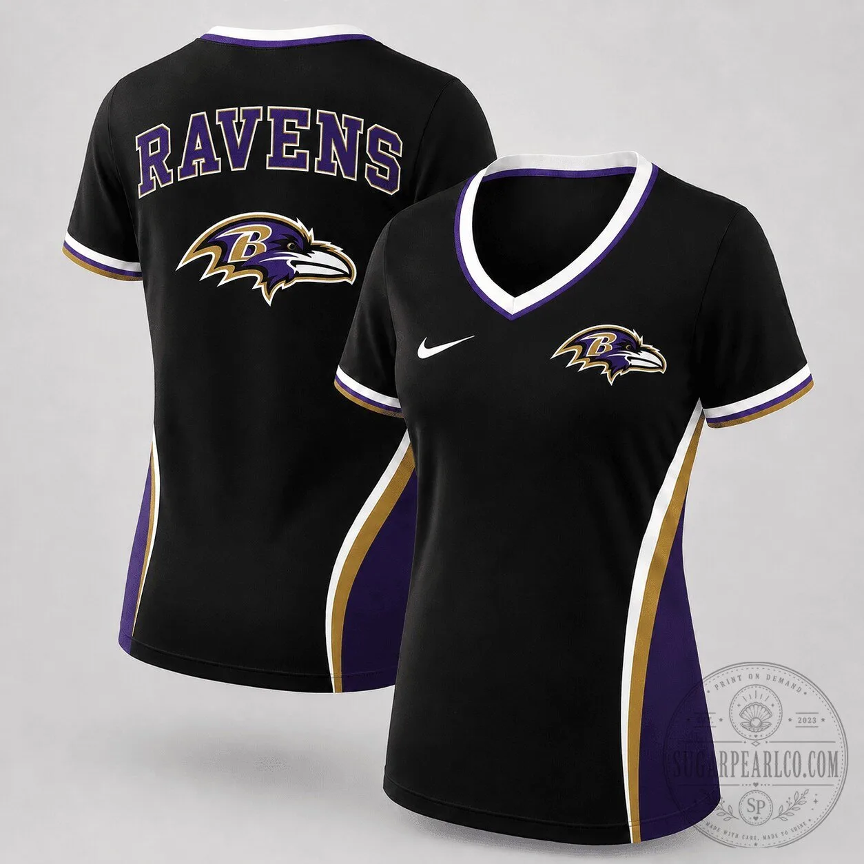 Baltimore Ravens Women's Black Performance V-Neck Short Sleeve T-Shirt