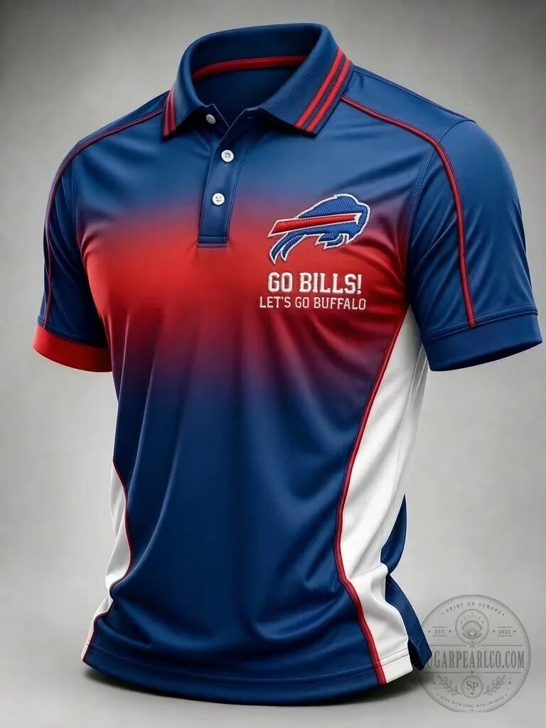 Buffalo Bills Fan Apparel Polo Shirt for Men, Go Bills Let's Go Buffalo Design 2 Buffalo Bills Fan Apparel Polo Shirt for Men, Go Bills Let's Go Buffalo Design