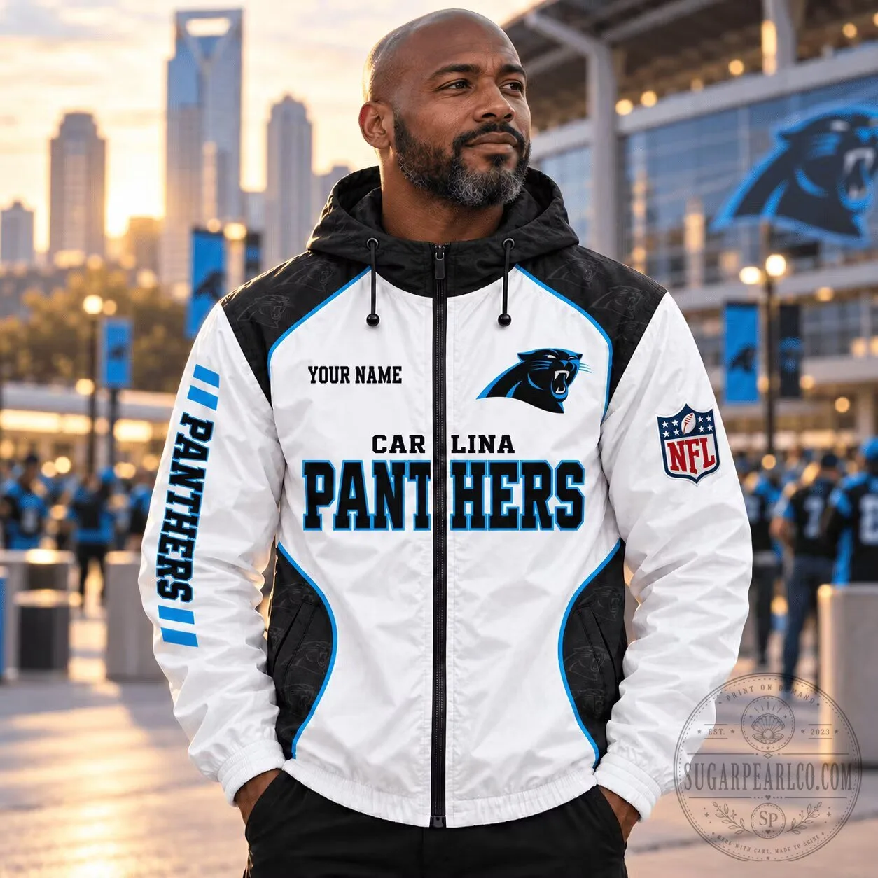 Carolina Panthers NFL Fan Gift Personalized Windbreaker Jacket