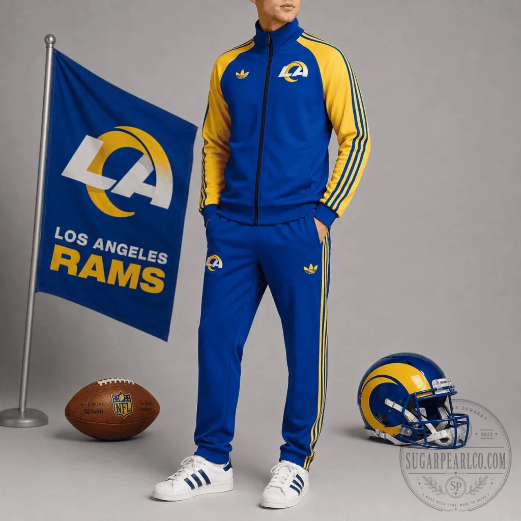 Los Angeles Rams Royal Blue and Yellow Tracksuit Jacket and Pants Set Los Angeles Rams Royal Blue and Yellow Tracksuit Jacket and Pants Set