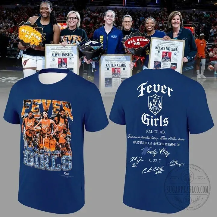 WNBA All Star Game 26 Signatures T-Shirt for Girls featuring Caitlin Clark and Indiana Fever