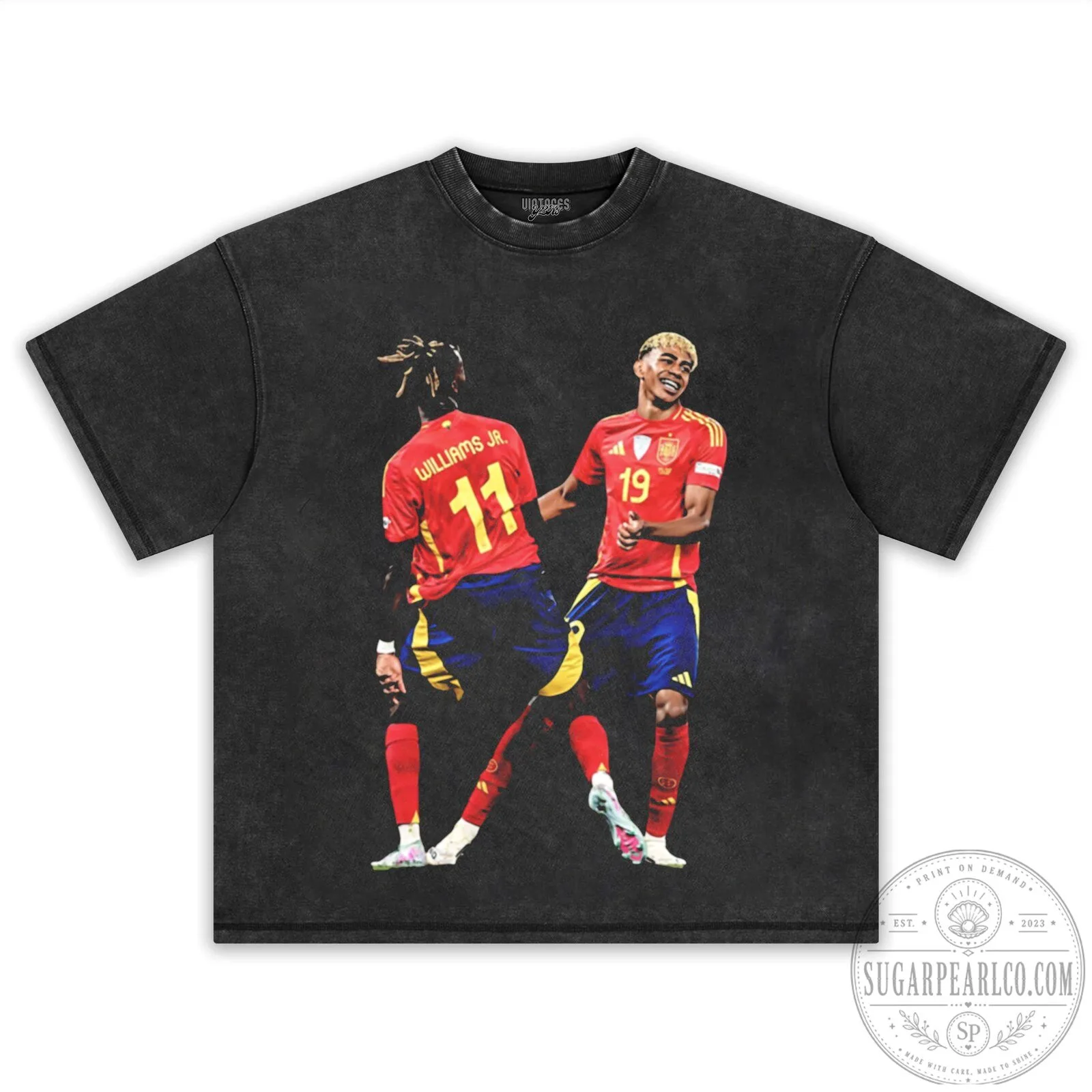 Lamine Yamal and Nico Williams Spain Football Team Black T-Shirt 20 Lamine Yamal and Nico Williams Spain Football Team Black T-Shirt