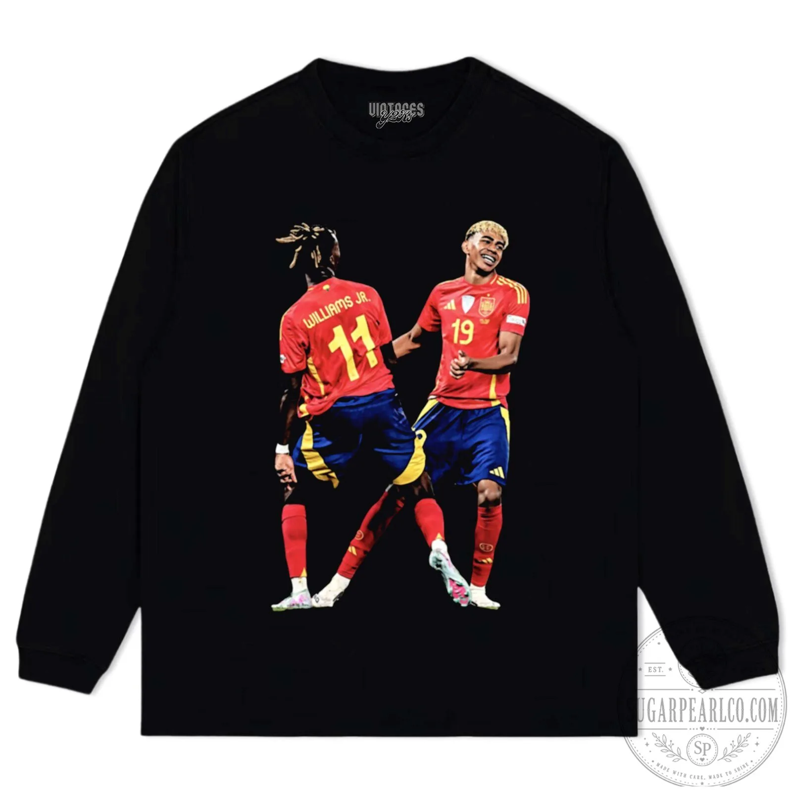 Lamine Yamal and Nico Williams Spain Football Team Black T-Shirt 21 Lamine Yamal and Nico Williams Spain Football Team Black T-Shirt