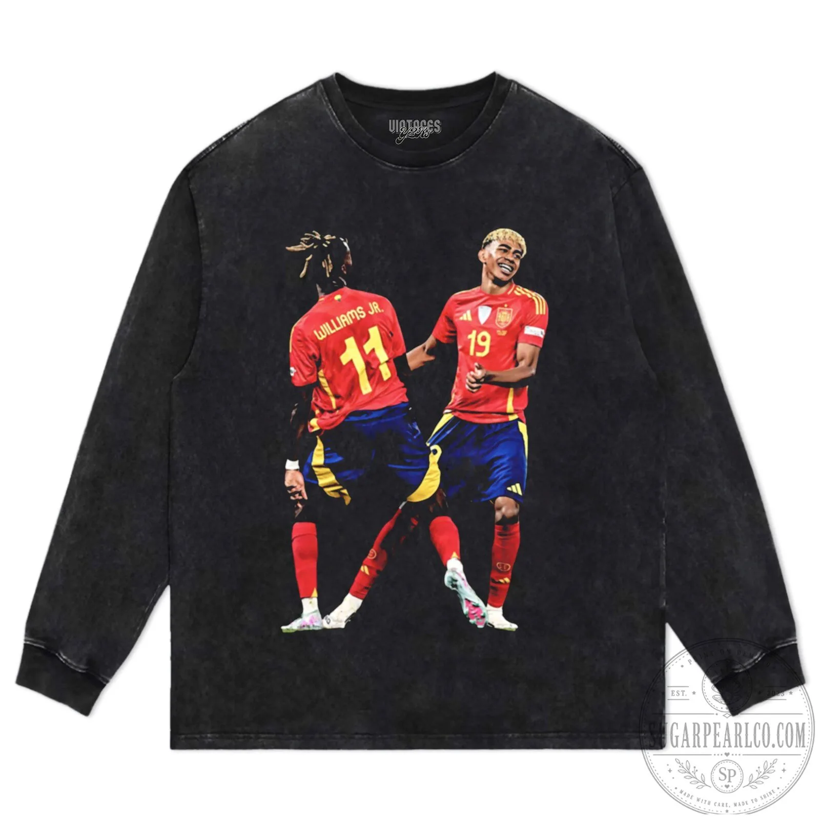 Lamine Yamal and Nico Williams Spain Football Team Black T-Shirt 22 Lamine Yamal and Nico Williams Spain Football Team Black T-Shirt