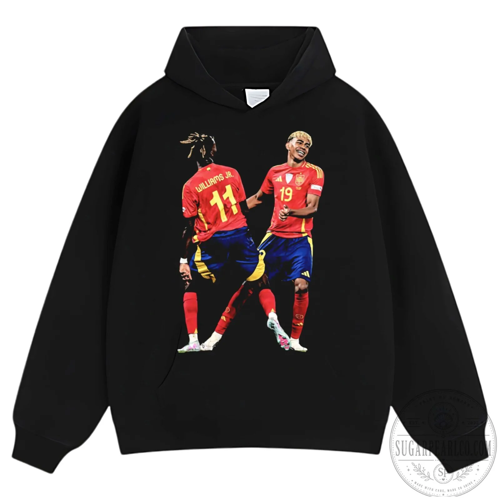 Lamine Yamal and Nico Williams Spain Football Team Black T-Shirt 23 Lamine Yamal and Nico Williams Spain Football Team Black T-Shirt