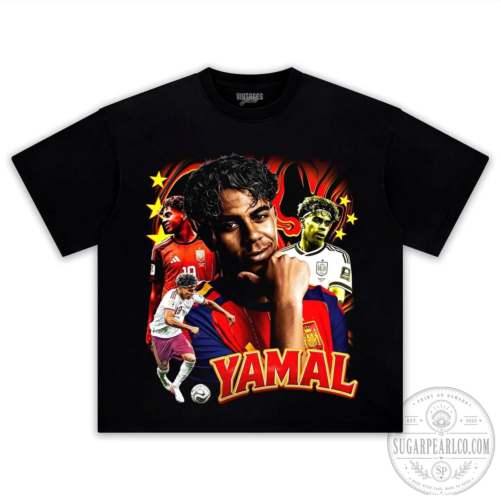 Lamine Yamal Football Star Graphic Design Black T-Shirt