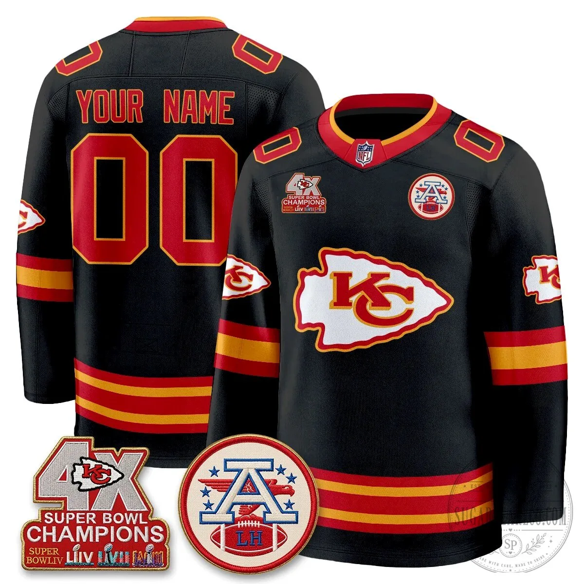 Kansas City Chiefs Super Bowl LIV LVII LVIII LIX Champions Hockey Jersey 10 Kansas City Chiefs Super Bowl LIV LVII LVIII LIX Champions Hockey Jersey