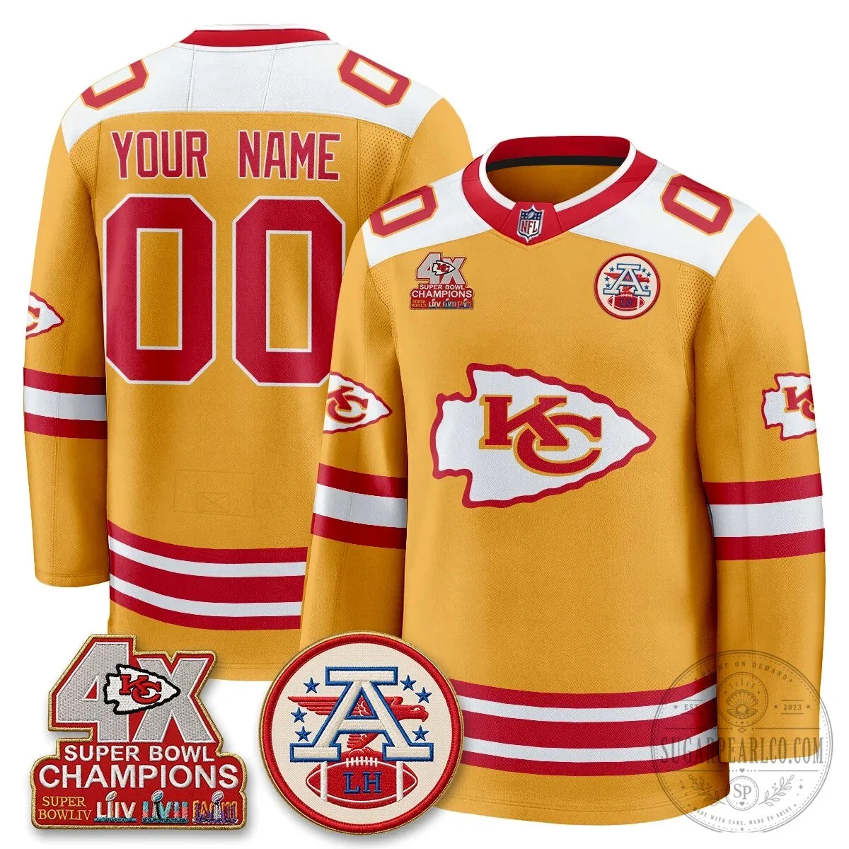 Kansas City Chiefs Super Bowl LIV LVII LVIII LIX Champions Hockey Jersey 11 Kansas City Chiefs Super Bowl LIV LVII LVIII LIX Champions Hockey Jersey