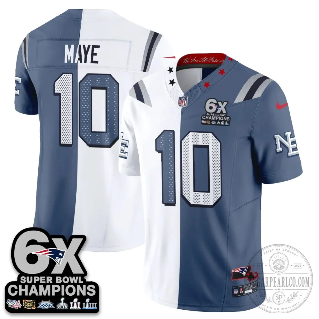 New England Patriots 6X Super Bowl Champions Split Edition Football Jersey New England Patriots 6X Super Bowl Champions Split Edition Football Jersey