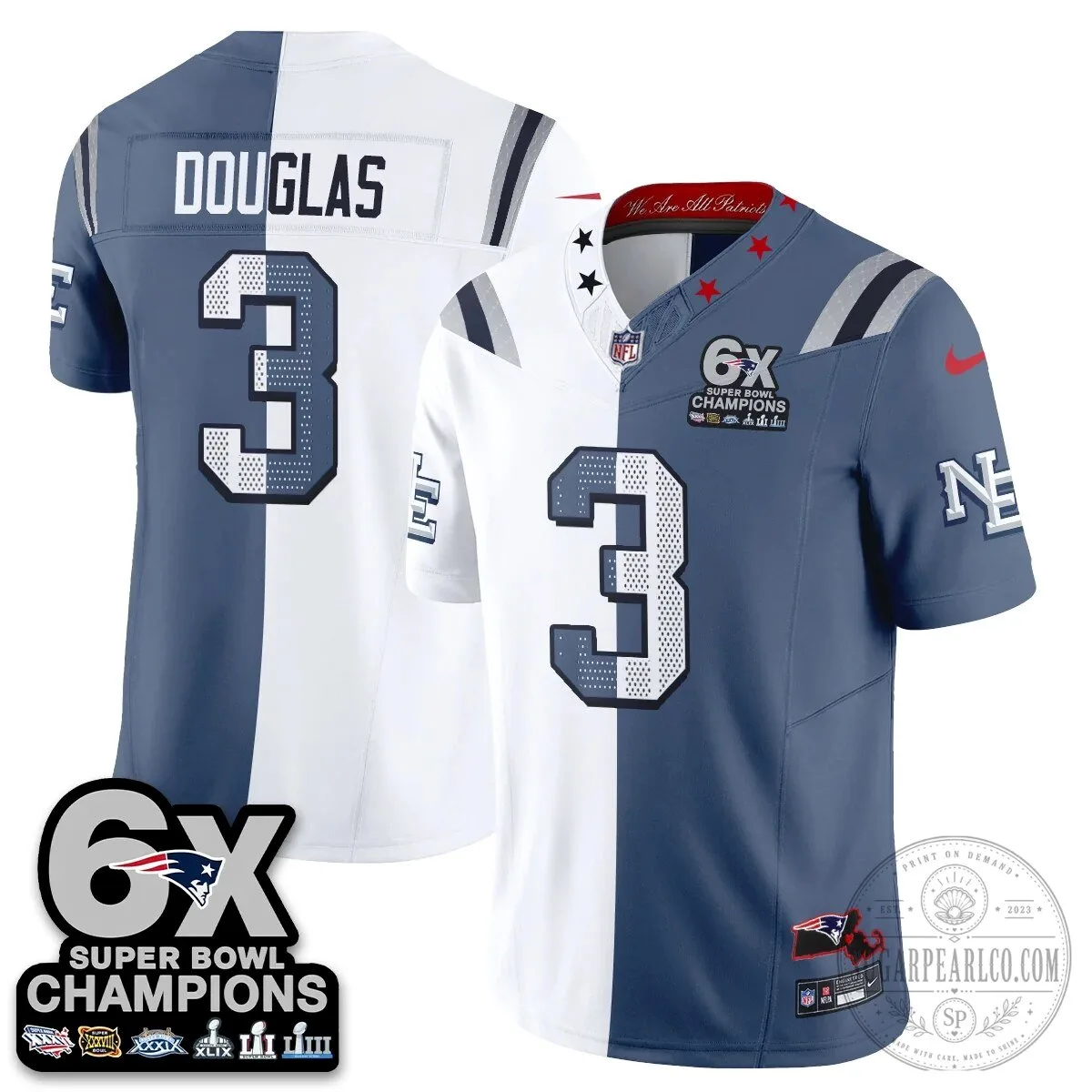 New England Patriots 6X Super Bowl Champions Split Edition Football Jersey 42 New England Patriots 6X Super Bowl Champions Split Edition Football Jersey