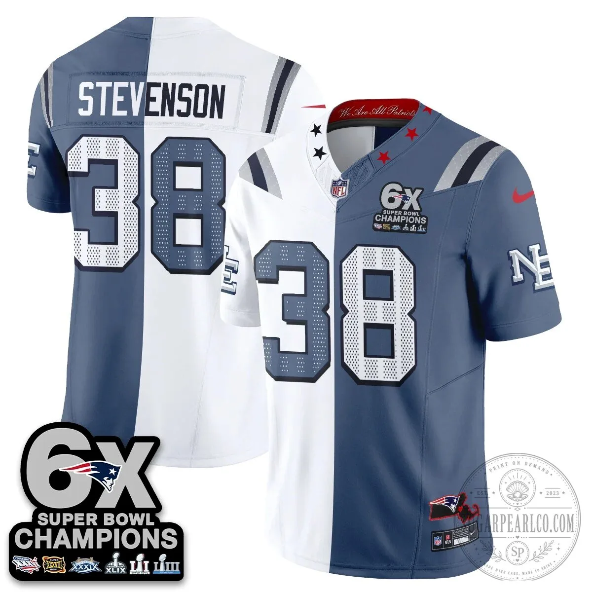 New England Patriots 6X Super Bowl Champions Split Edition Football Jersey 43 New England Patriots 6X Super Bowl Champions Split Edition Football Jersey