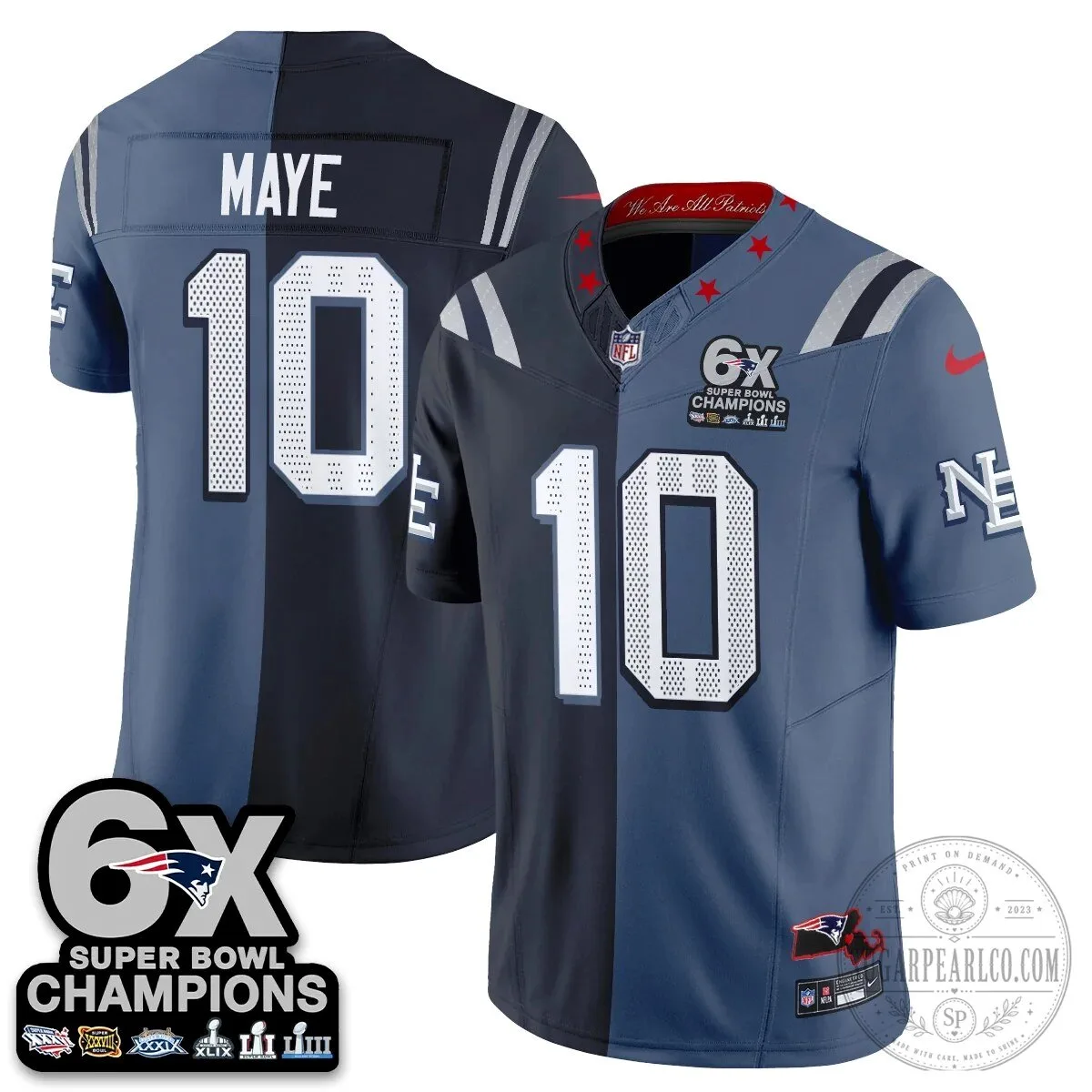 New England Patriots 6X Super Bowl Champions Split Edition Football Jersey 49 New England Patriots 6X Super Bowl Champions Split Edition Football Jersey