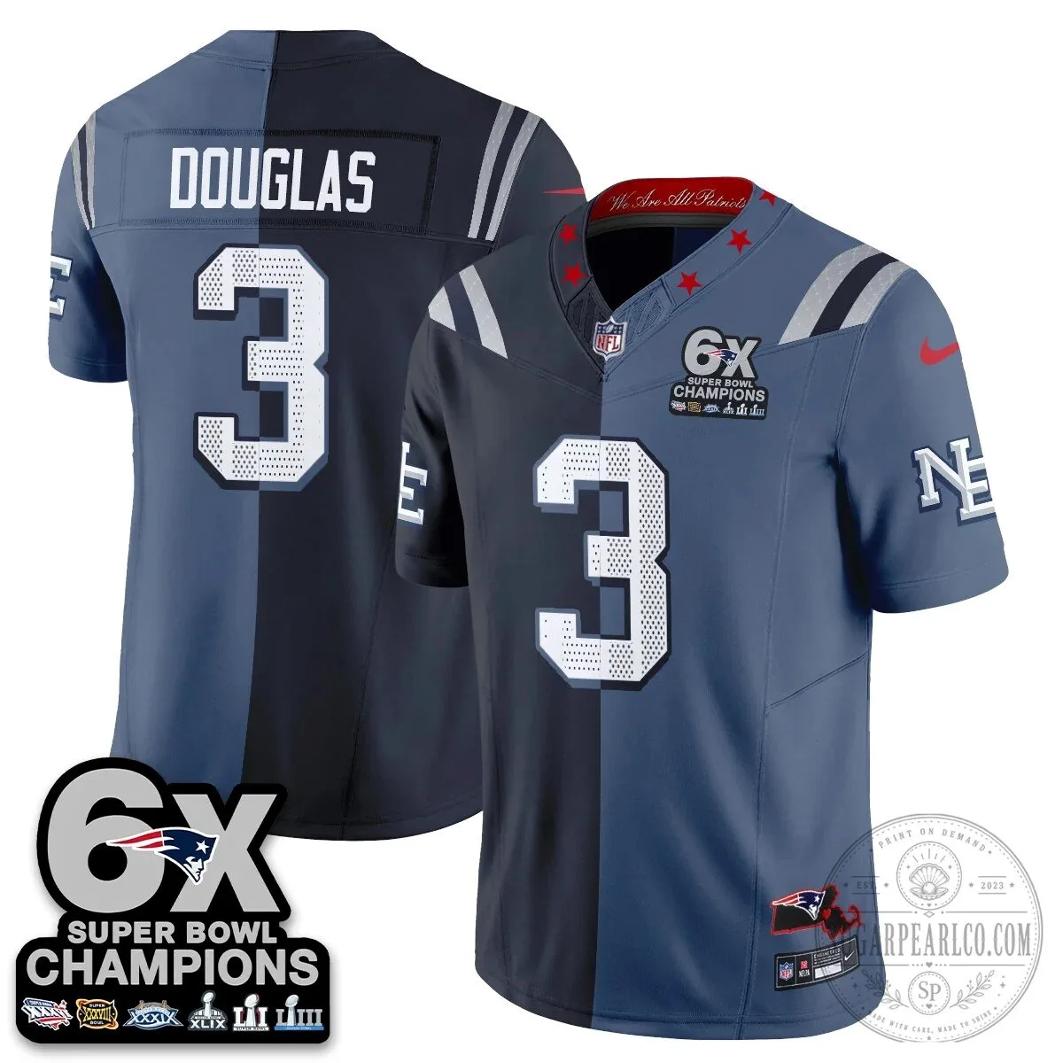 New England Patriots 6X Super Bowl Champions Split Edition Football Jersey 51 New England Patriots 6X Super Bowl Champions Split Edition Football Jersey
