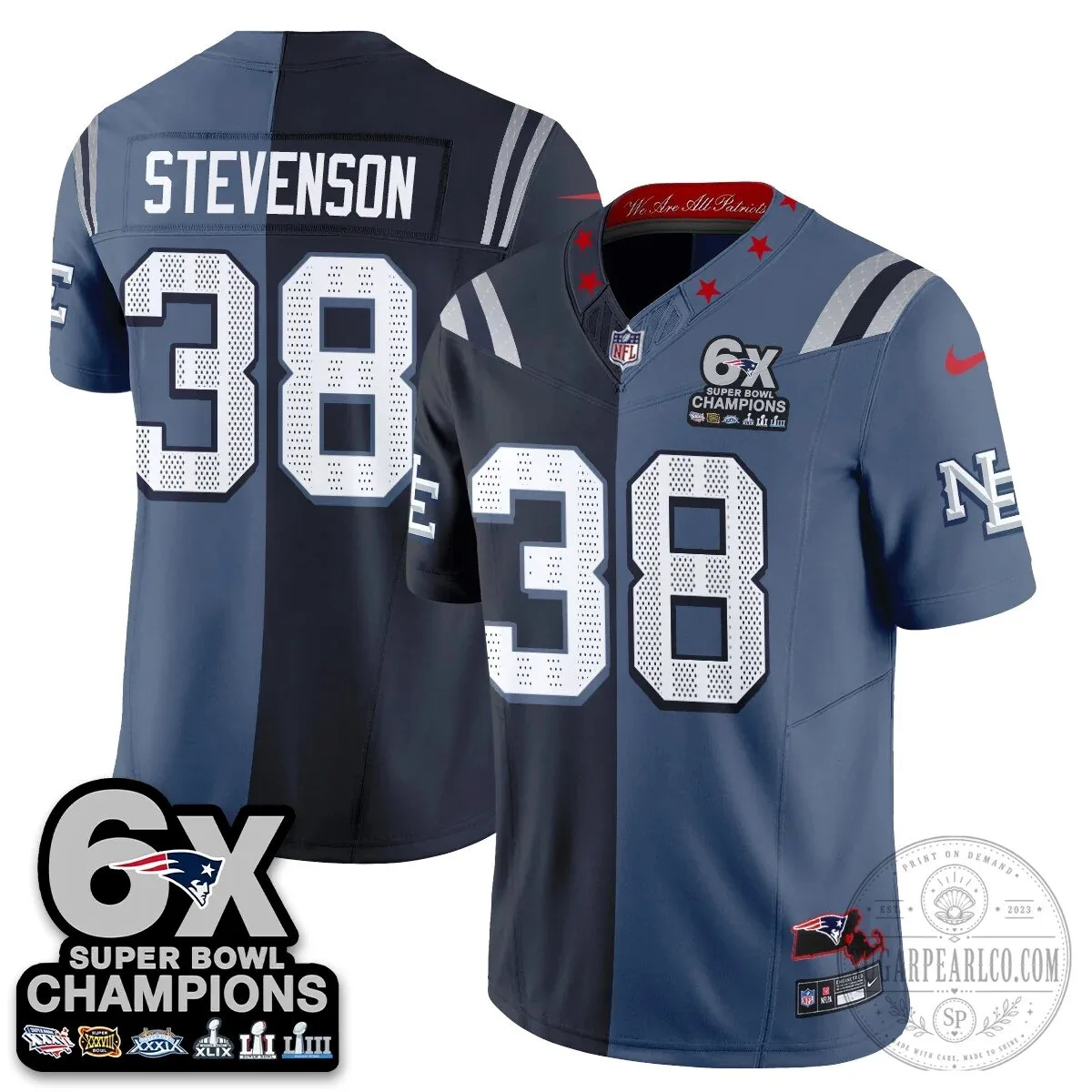 New England Patriots 6X Super Bowl Champions Split Edition Football Jersey 52 New England Patriots 6X Super Bowl Champions Split Edition Football Jersey