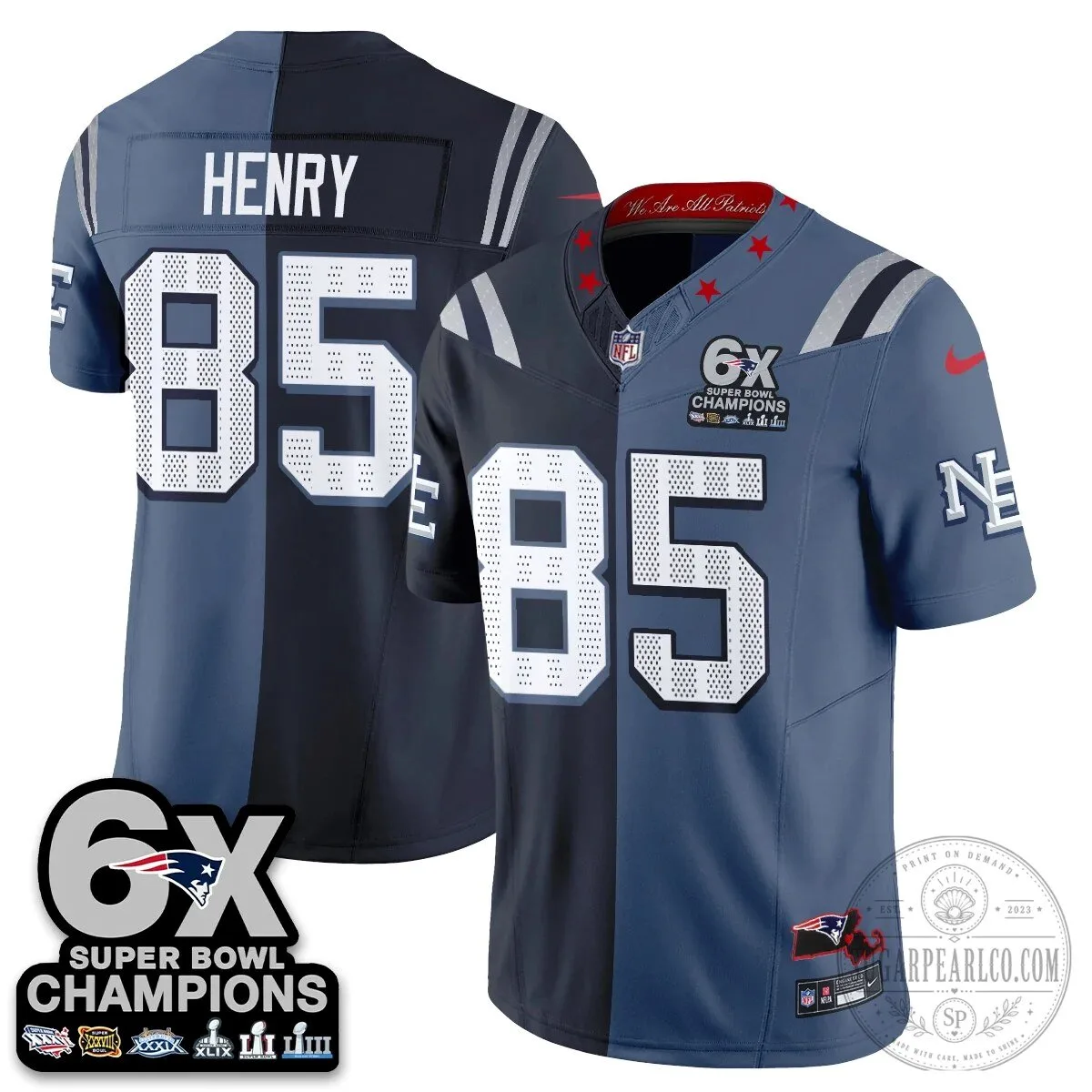 New England Patriots 6X Super Bowl Champions Split Edition Football Jersey 53 New England Patriots 6X Super Bowl Champions Split Edition Football Jersey