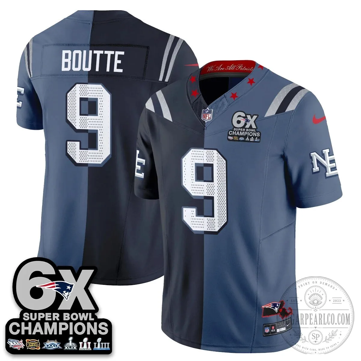 New England Patriots 6X Super Bowl Champions Split Edition Football Jersey 56 New England Patriots 6X Super Bowl Champions Split Edition Football Jersey