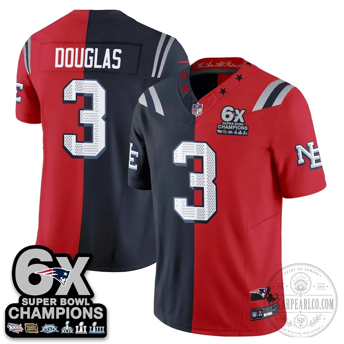 New England Patriots 6X Super Bowl Champions Split Edition Football Jersey 60 New England Patriots 6X Super Bowl Champions Split Edition Football Jersey