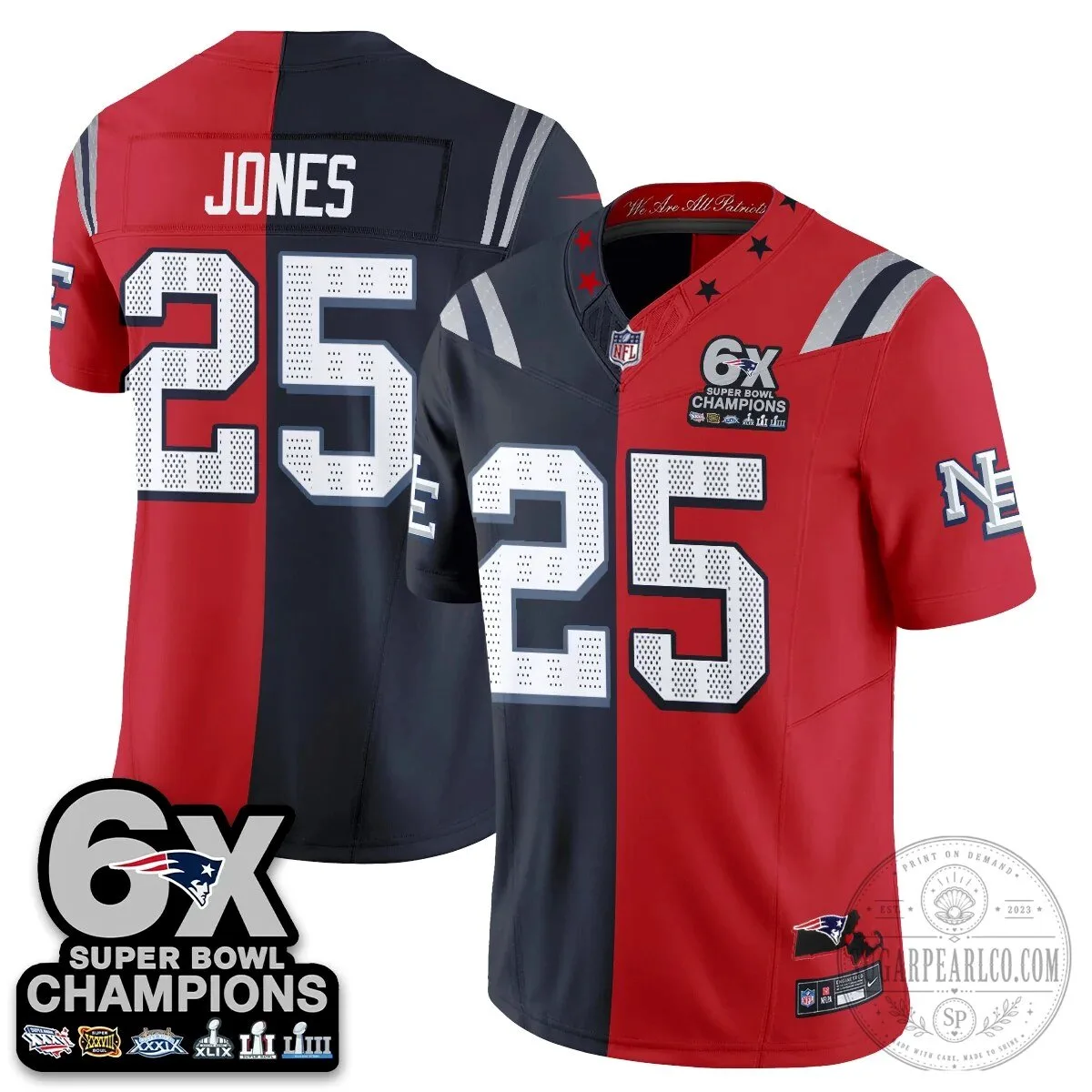 New England Patriots 6X Super Bowl Champions Split Edition Football Jersey 64 New England Patriots 6X Super Bowl Champions Split Edition Football Jersey