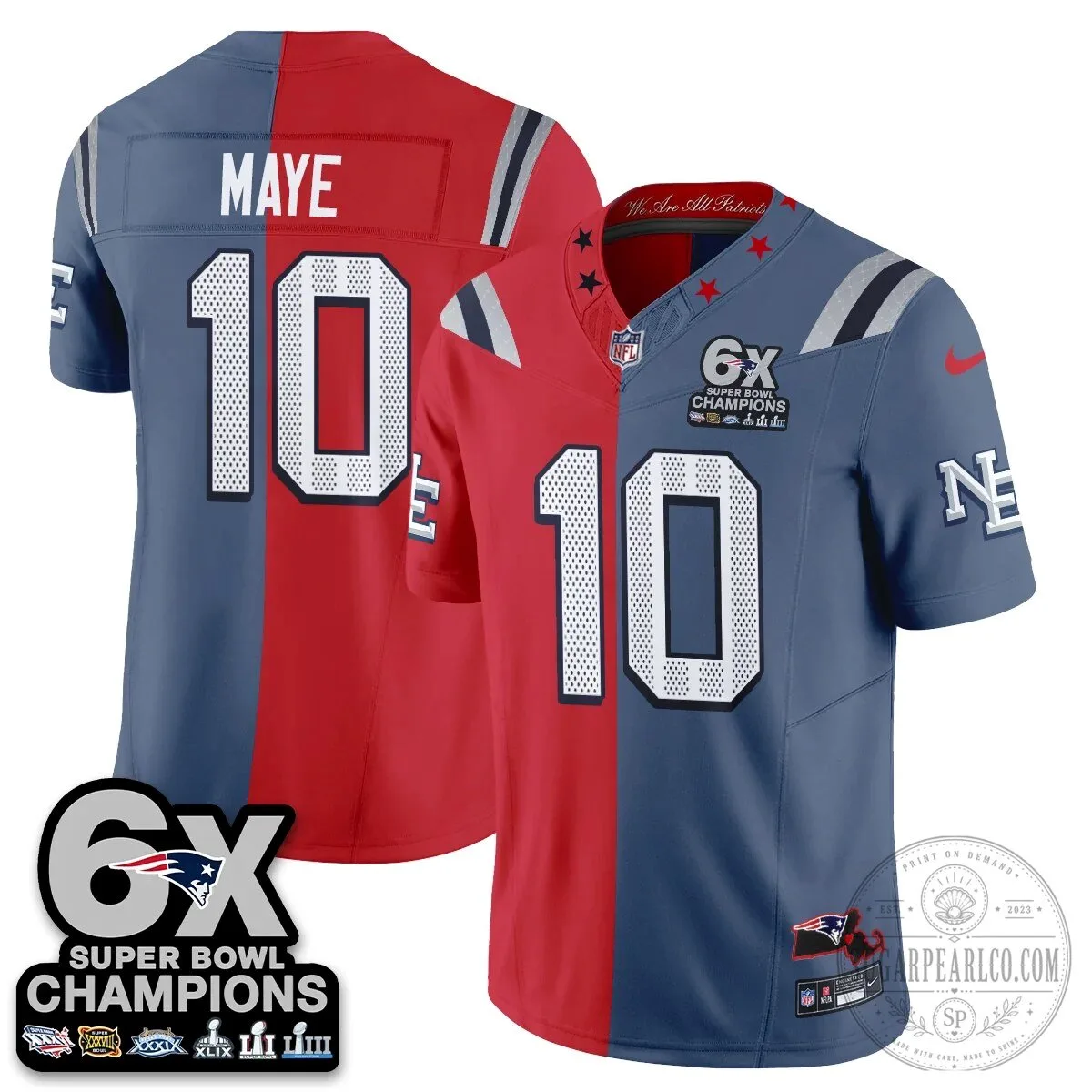 New England Patriots 6X Super Bowl Champions Split Edition Football Jersey 67 New England Patriots 6X Super Bowl Champions Split Edition Football Jersey