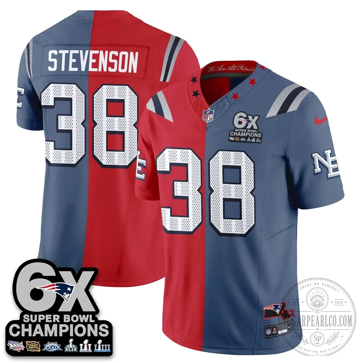 New England Patriots 6X Super Bowl Champions Split Edition Football Jersey 70 New England Patriots 6X Super Bowl Champions Split Edition Football Jersey