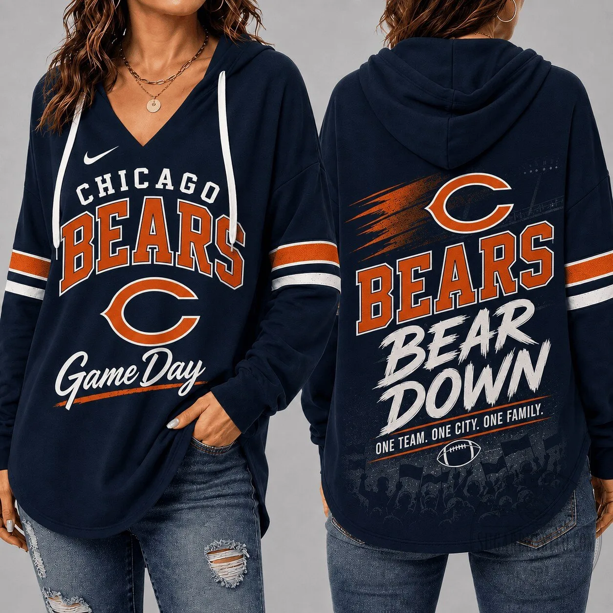 Chicago Bears Game Day Bear Down One Team One City One Family Hoodie