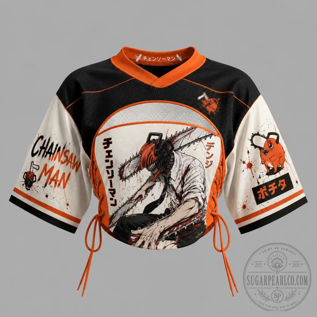 Chainsaw Man Denji Pochita Anime Short-Sleeve Jersey Top Chainsaw Man Denji Pochita Anime Short-Sleeve Jersey Top