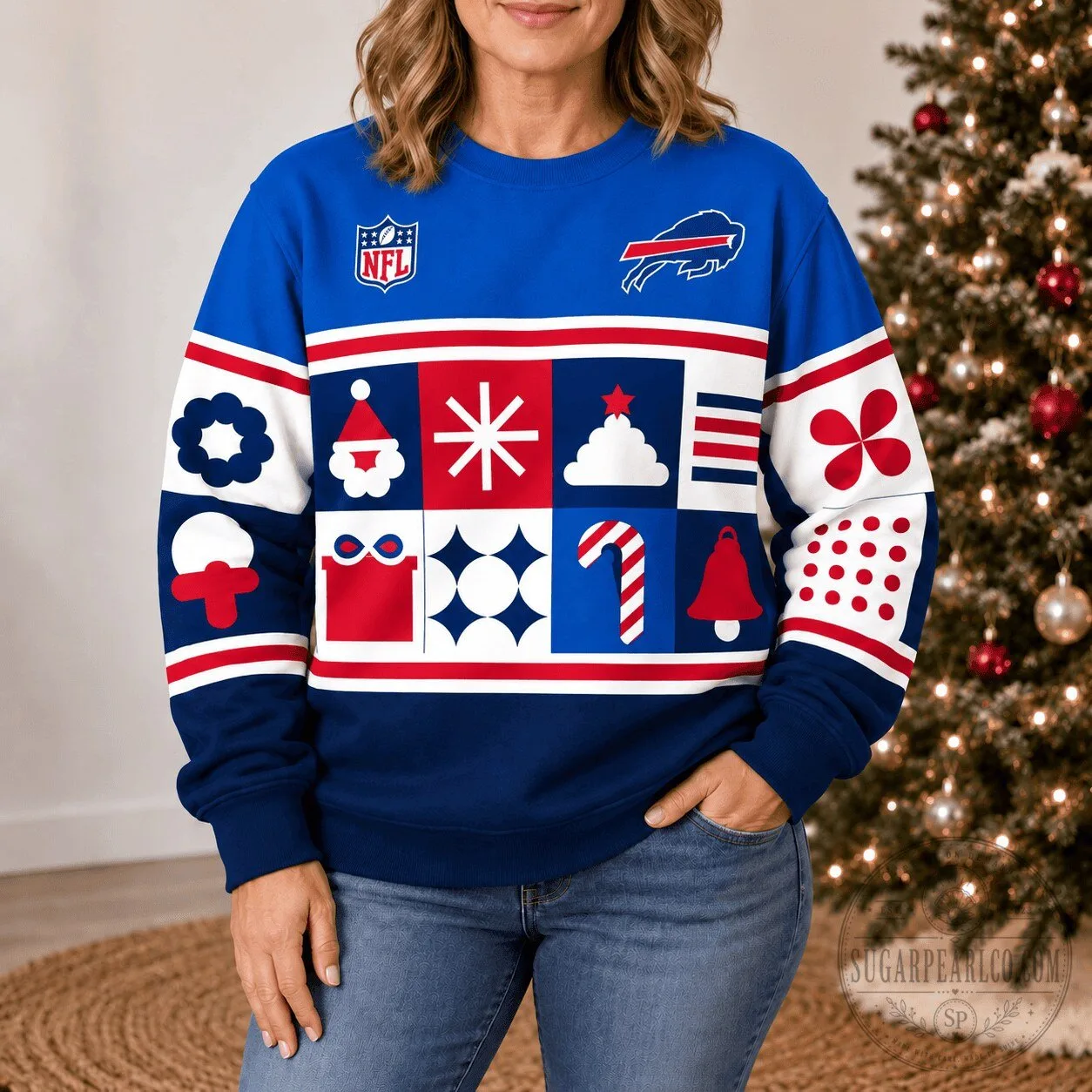 NFL Buffalo Bills Holiday Sweatshirt - Ugly Sweater Style for Christmas