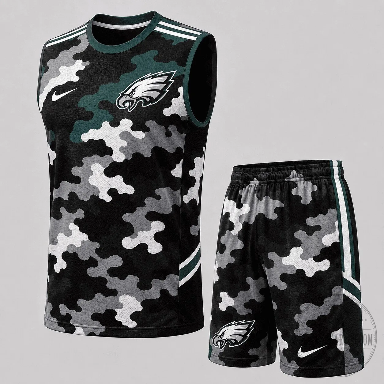 Philadelphia Eagles Camouflage Pattern Sleeveless Tank Top and Shorts Set 5 Philadelphia Eagles Camouflage Pattern Sleeveless Tank Top and Shorts Set