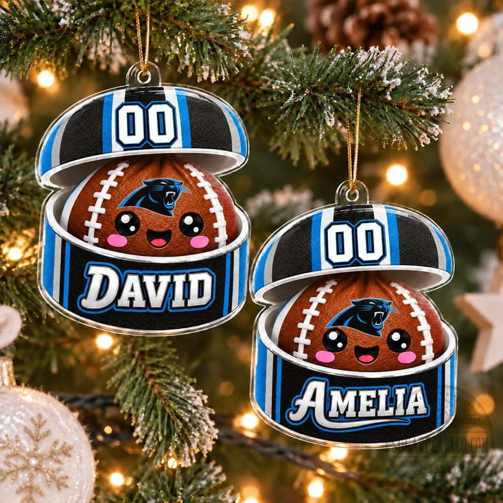 Carolina Panthers Football Christmas Tree Ornament Custom Name Carolina Panthers Football Christmas Tree Ornament Custom Name