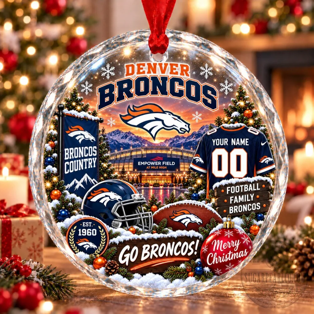 Denver Broncos Christmas Empower Field at Mile High Stadium Glass Ornament Denver Broncos Christmas Empower Field at Mile High Stadium Glass Ornament