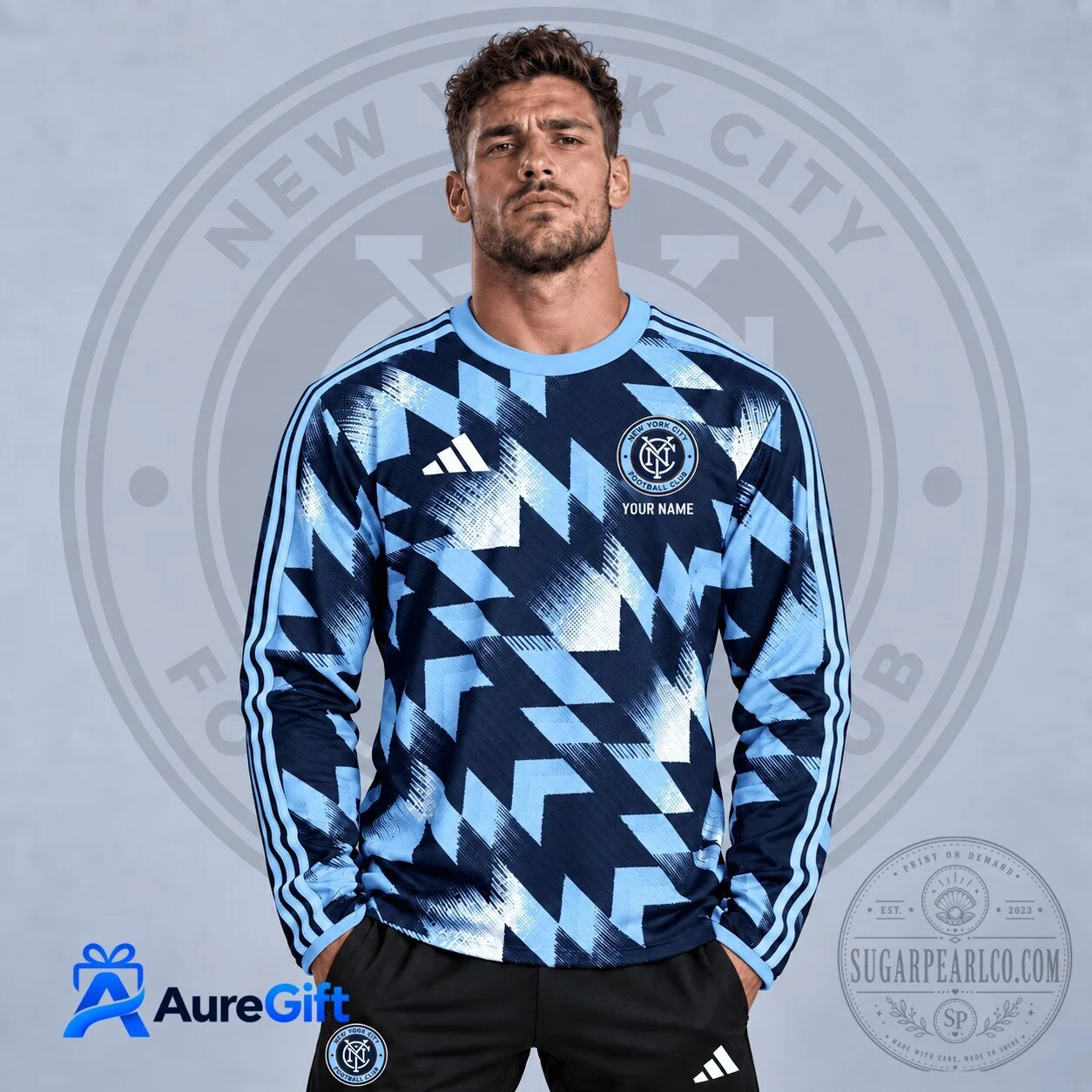 New York City Football Club Personalized Long Sleeve Training Jersey