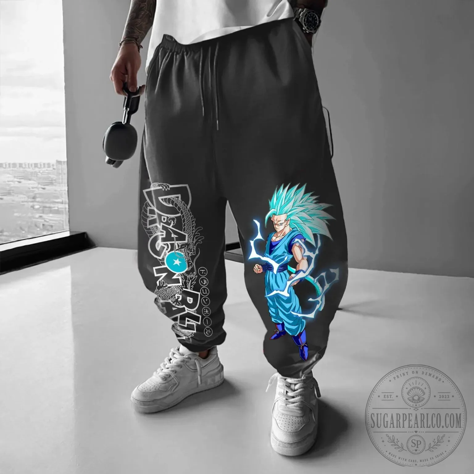 Dragon Ball Super Saiyan God Son Goku Blue Aura Anime Streetwear Pants