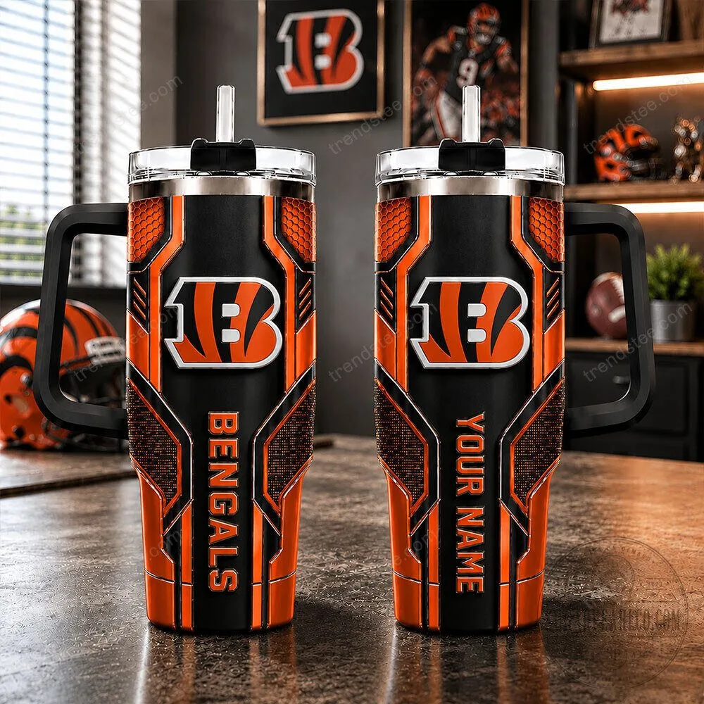 Cincinnati Bengals Personalized Name NFL Football Team Stainless Steel Tumbler