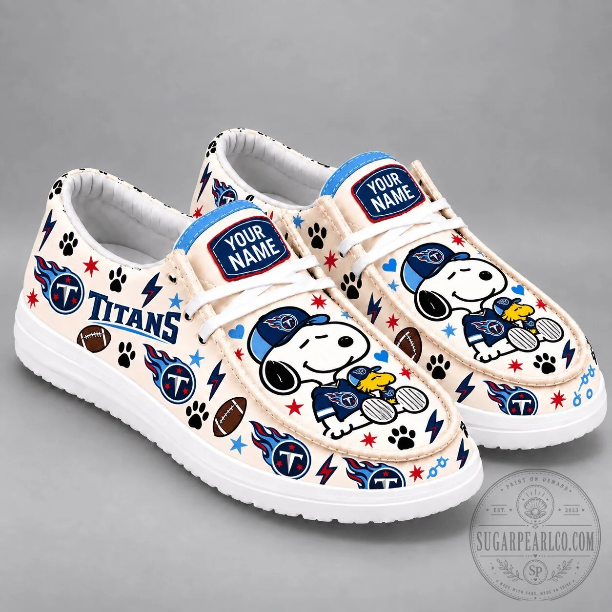 Tennessee Titans Snoopy Personalized Slip On Shoes