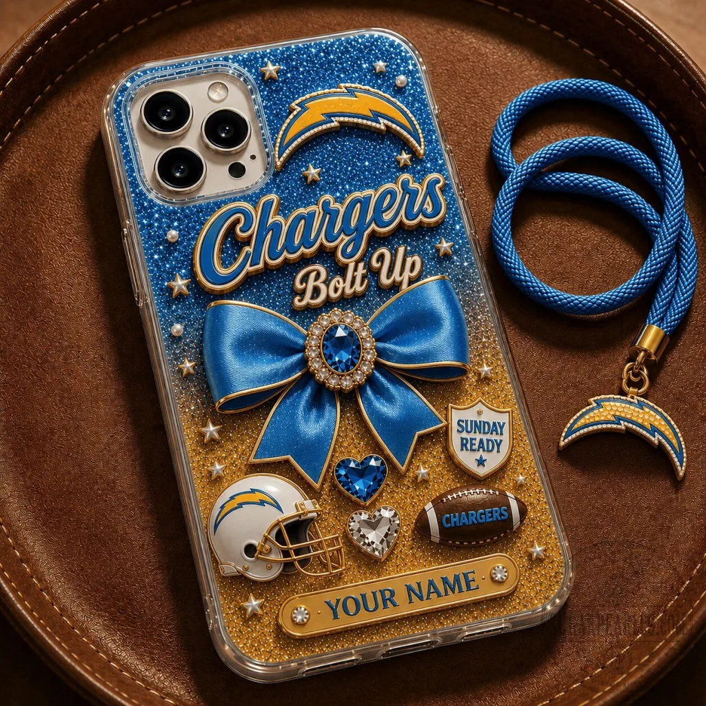 Los Angeles Chargers Football Team Glitter Design Personalized Phone Case Los Angeles Chargers Football Team Glitter Design Personalized Phone Case