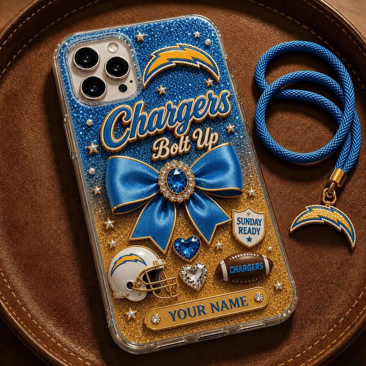 Los Angeles Chargers Football Team Glitter Design Personalized Phone Case 1 Los Angeles Chargers Football Team Glitter Design Personalized Phone Case