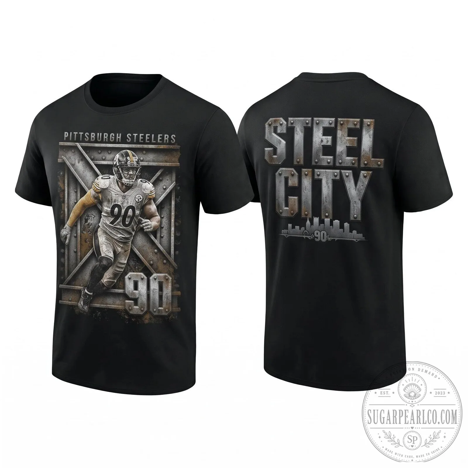 T.J. Watt Pittsburgh Steelers Steel City Number 90 Football T-Shirt 1 T.J. Watt Pittsburgh Steelers Steel City Number 90 Football T-Shirt