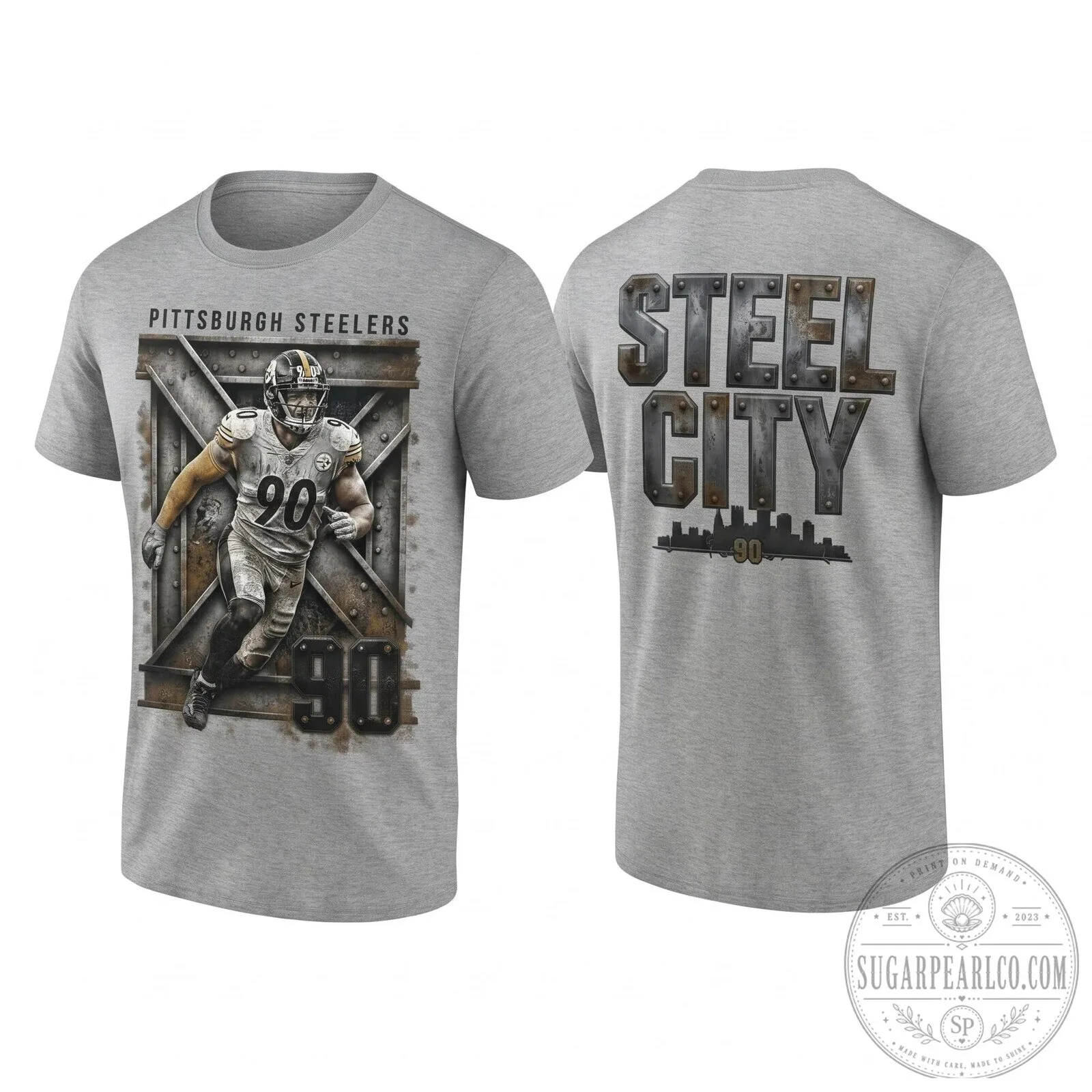 T.J. Watt Pittsburgh Steelers Steel City Number 90 Football T-Shirt 12 T.J. Watt Pittsburgh Steelers Steel City Number 90 Football T-Shirt