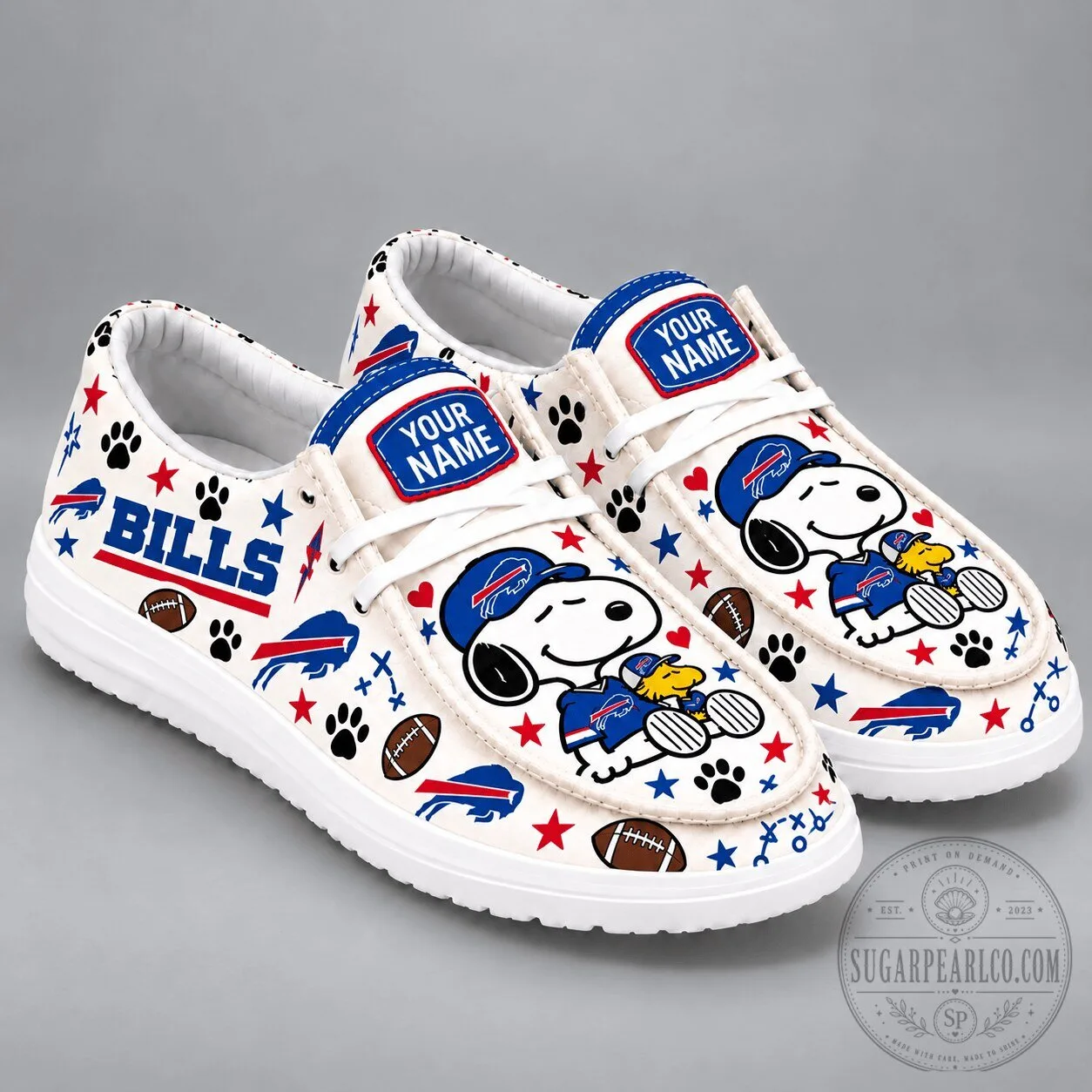 Buffalo Bills Snoopy Personalized Slip-On Shoes for Women