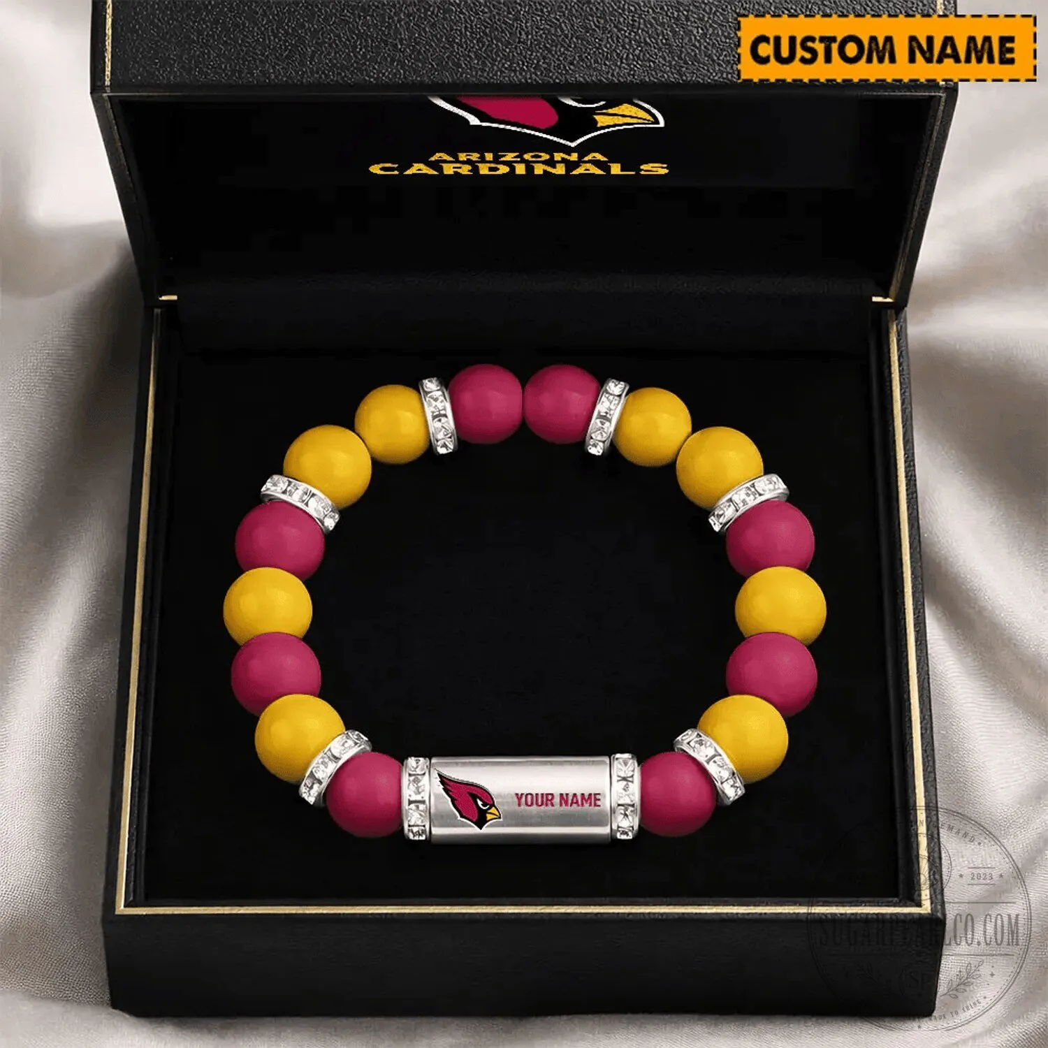 Arizona Cardinals Personalized Beaded Bracelet for Football Fans