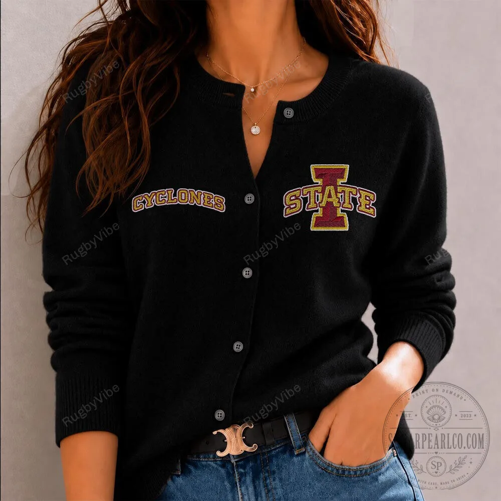 Iowa State Cyclones Women's Black Cardigan Sweater