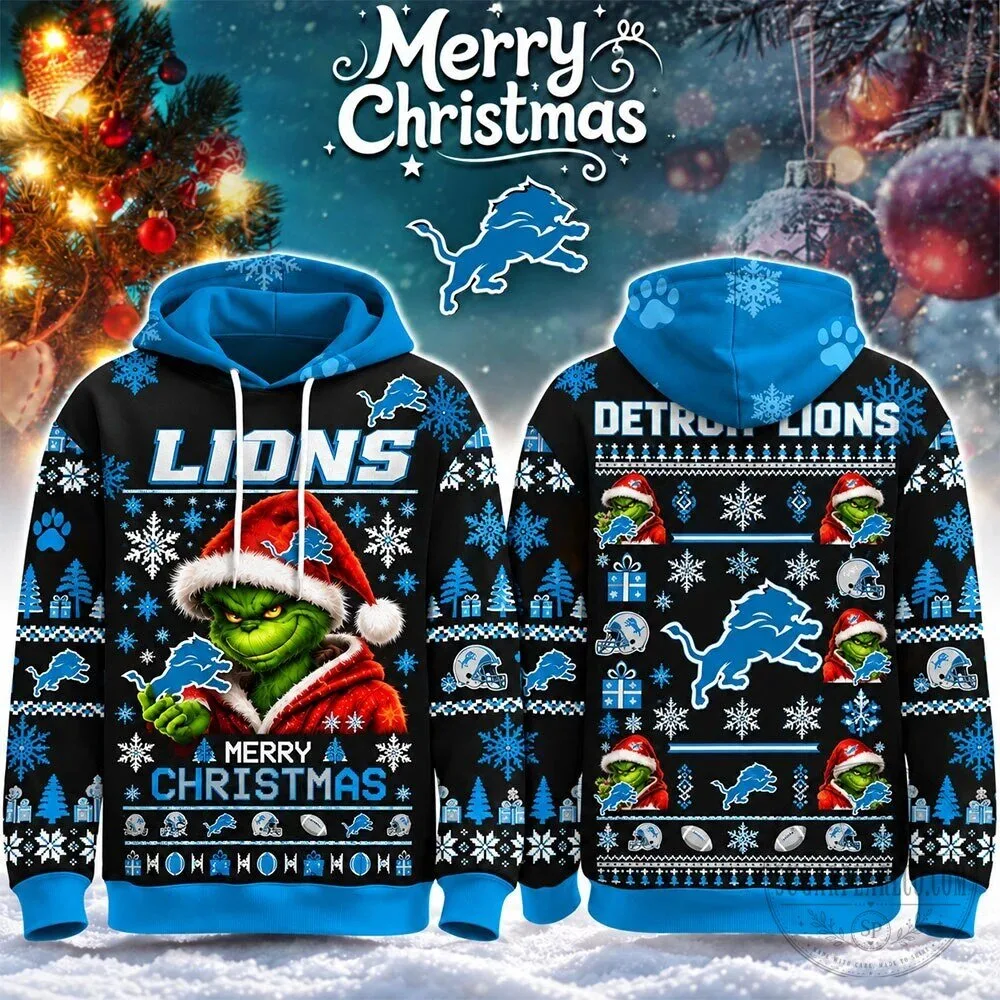 Detroit Lions Grinch Merry Christmas Ugly Sweater Hoodie